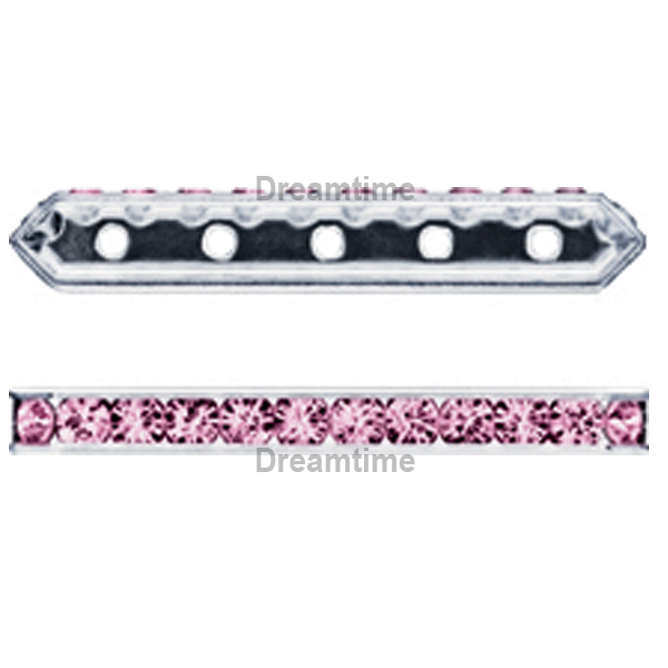Dreamtime Crystal DC 77730 Rondelle Spacer Bars 5 Hole Rose/Silver